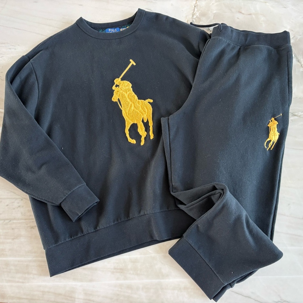 Polo by Ralph Lauren black and yellow warm up set sweatshirt 3XB pant 2XB